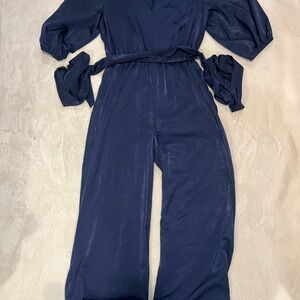 BCBGMaxAzria Navy Wrap Jumpsuit